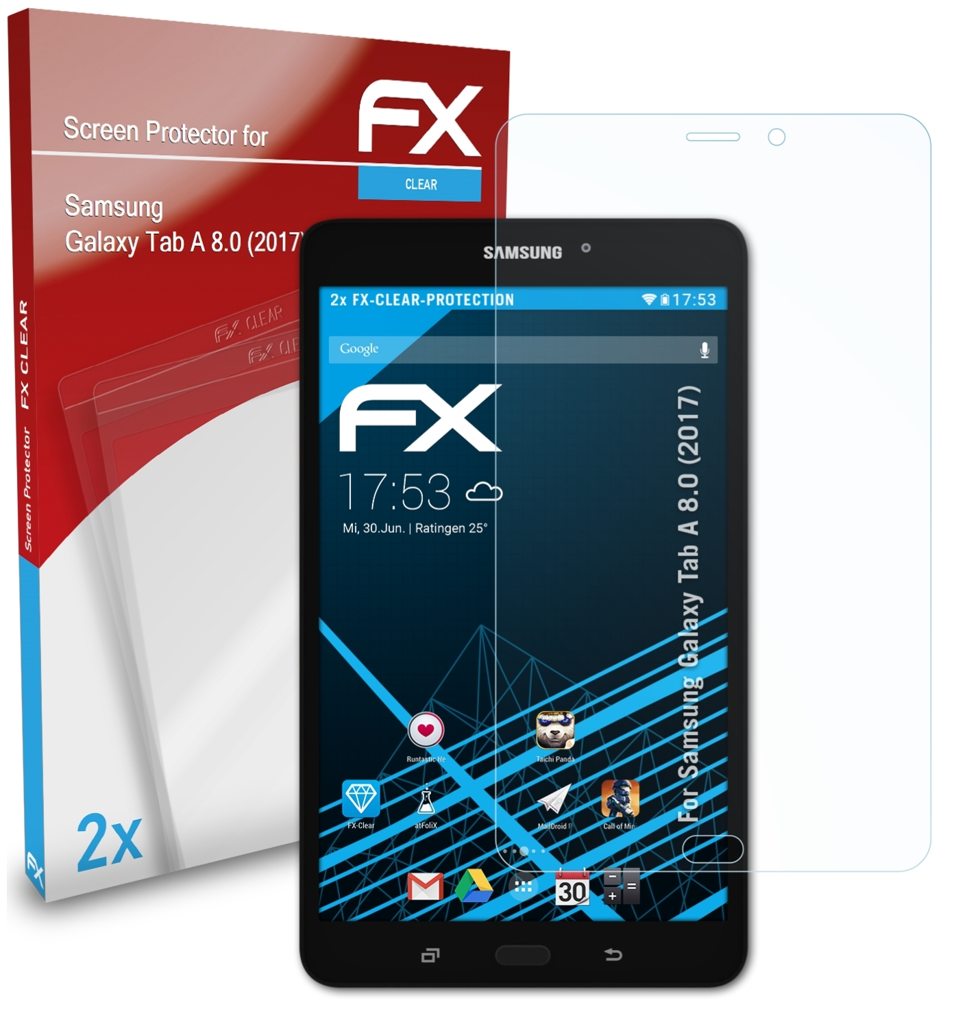 ATFOLIX 2x FX-Clear (2017)) Galaxy Displayschutz(für A Samsung Tab 8.0