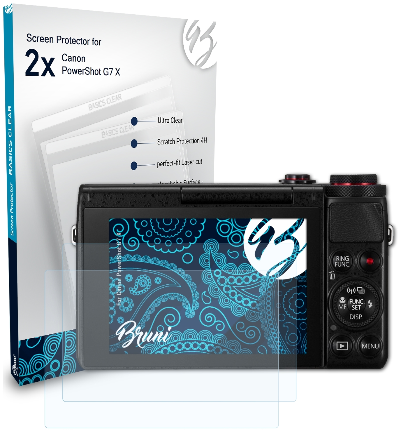 PowerShot 2x X) Basics-Clear Schutzfolie(für G7 Canon BRUNI