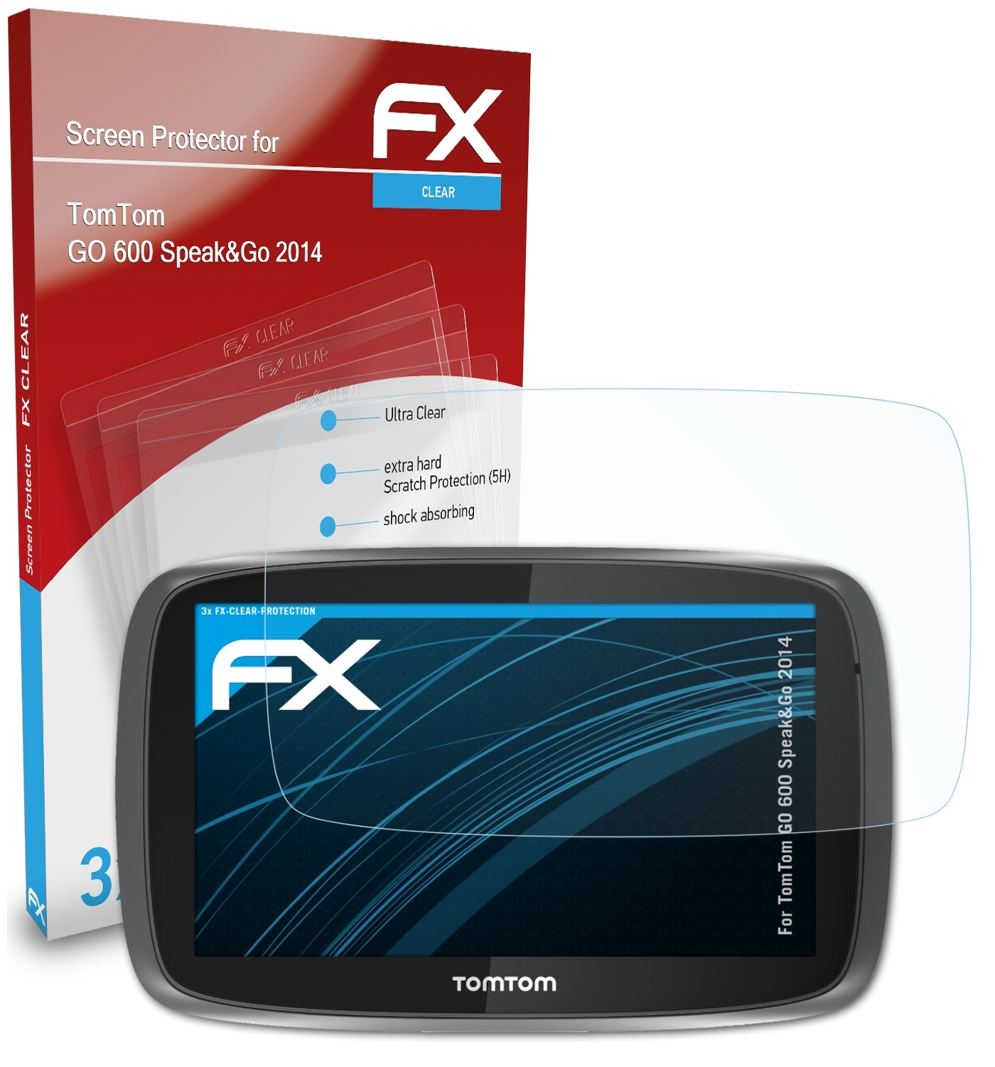 ATFOLIX 3x 600 Speak&Go (2014)) TomTom FX-Clear GO Displayschutz(für