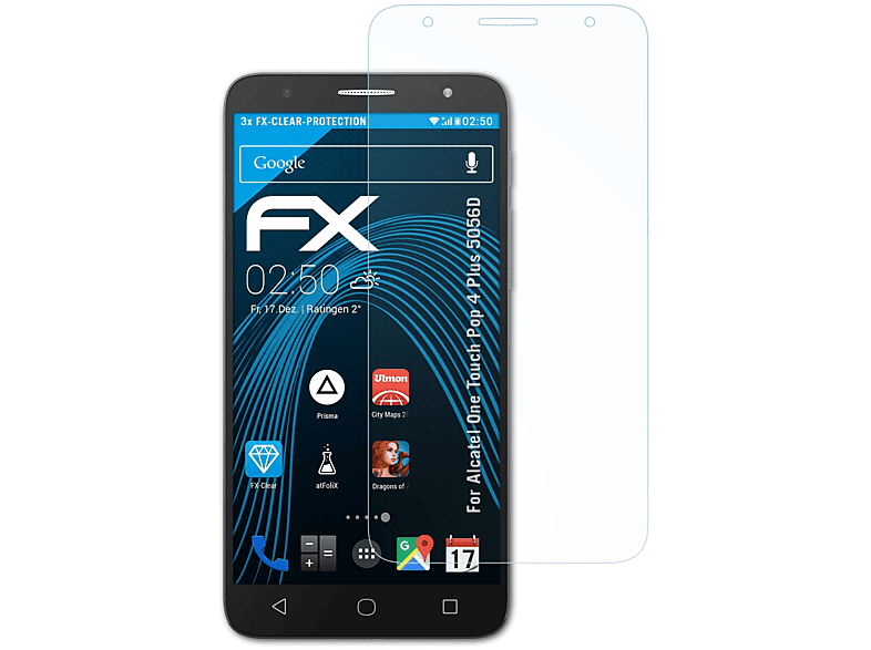 One Pop 3x Alcatel Touch Displayschutz(für FX-Clear 4 ATFOLIX Plus (5056D))