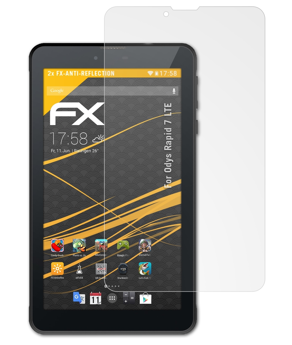 ATFOLIX 2x Displayschutz(für FX-Antireflex 7 Rapid LTE) Odys