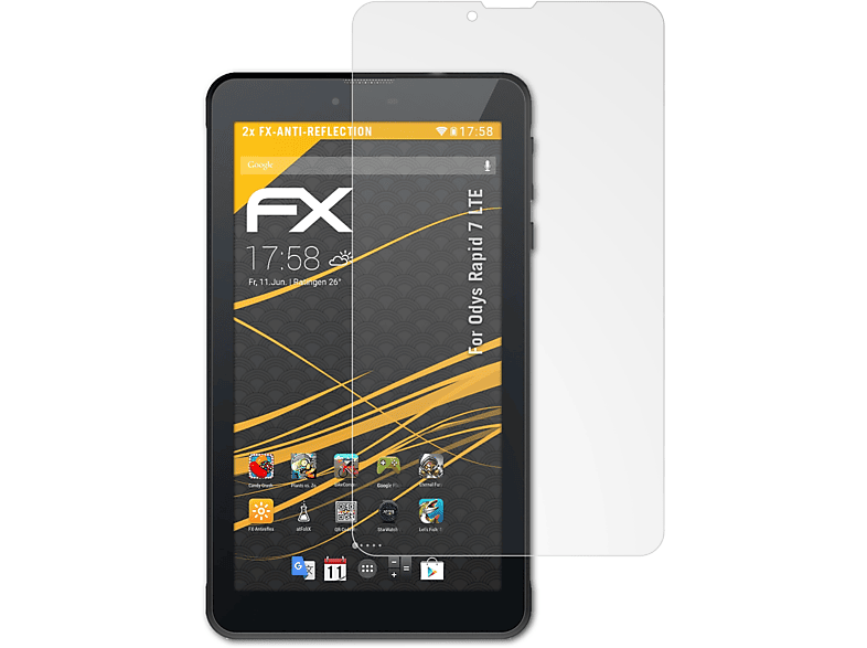 ATFOLIX 2x FX-Antireflex Displayschutz(für Odys Rapid 7 LTE)