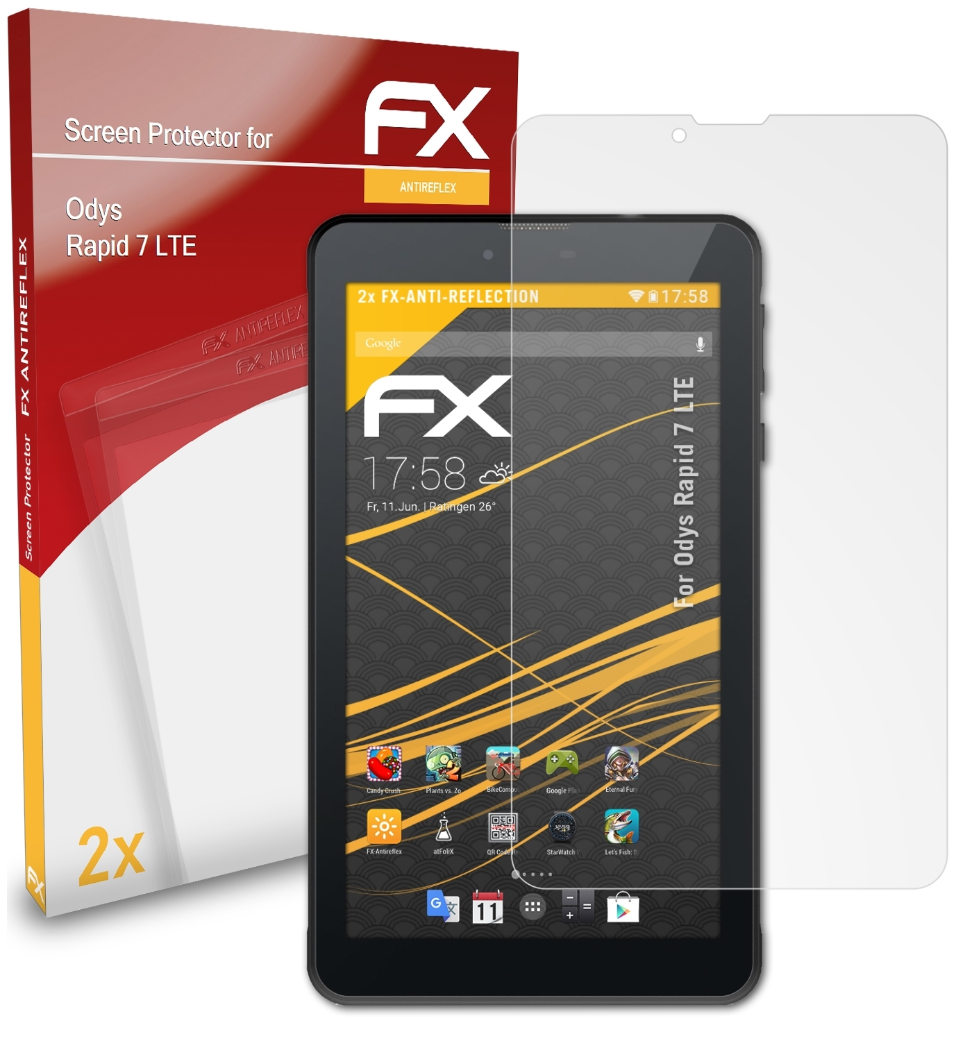 ATFOLIX 2x FX-Antireflex Displayschutz(für Odys 7 Rapid LTE)