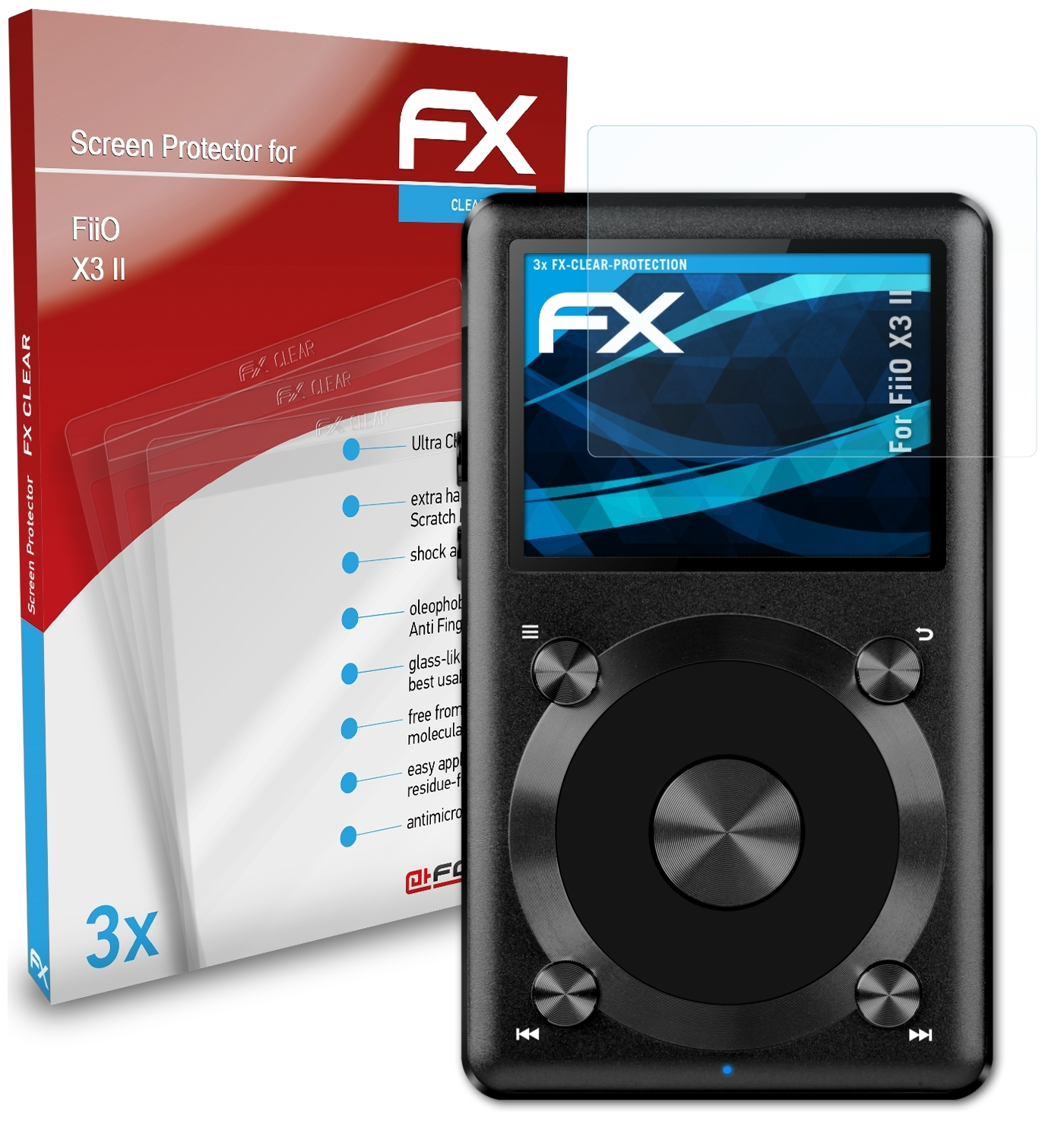 FX-Clear ATFOLIX X3 3x Displayschutz(für II) FiiO