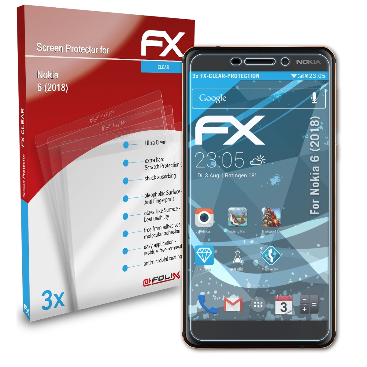 ATFOLIX 3x FX-Clear Nokia (2018)) 6 Displayschutz(für