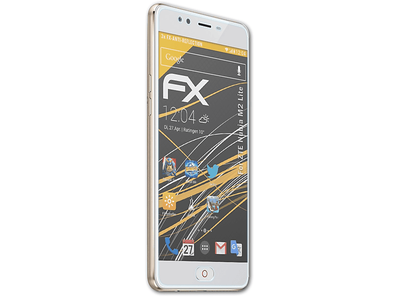 ATFOLIX 3x FX-Antireflex Displayschutz(für ZTE Nubia M2 Lite)