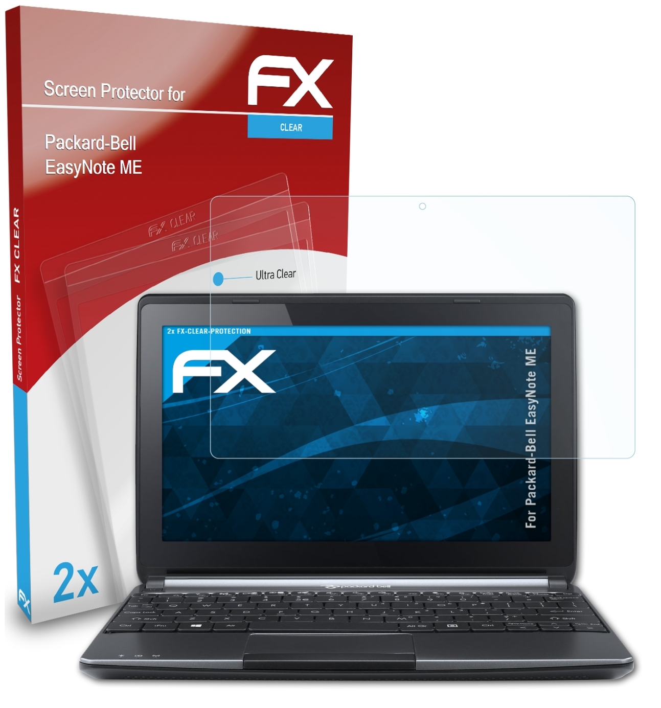 2x Displayschutz(für ME) FX-Clear Packard-Bell ATFOLIX EasyNote
