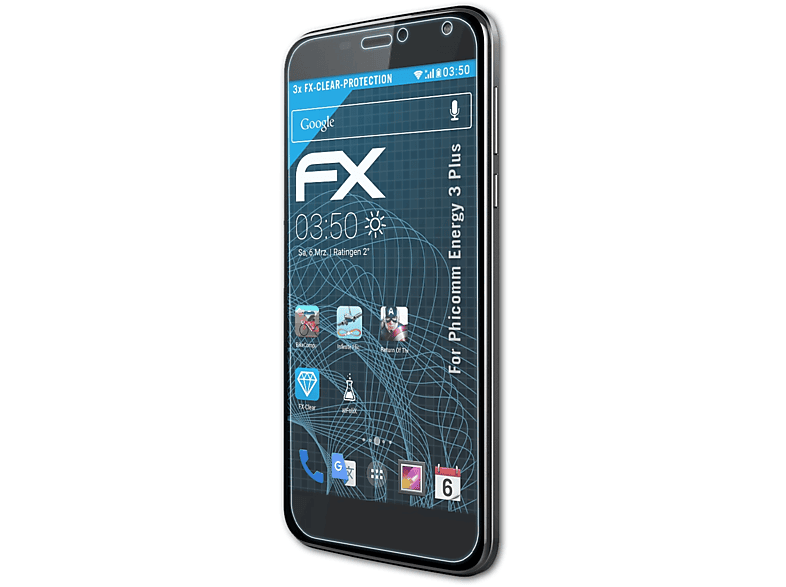 Phicomm Plus) 3 3x Displayschutz(für ATFOLIX Energy FX-Clear