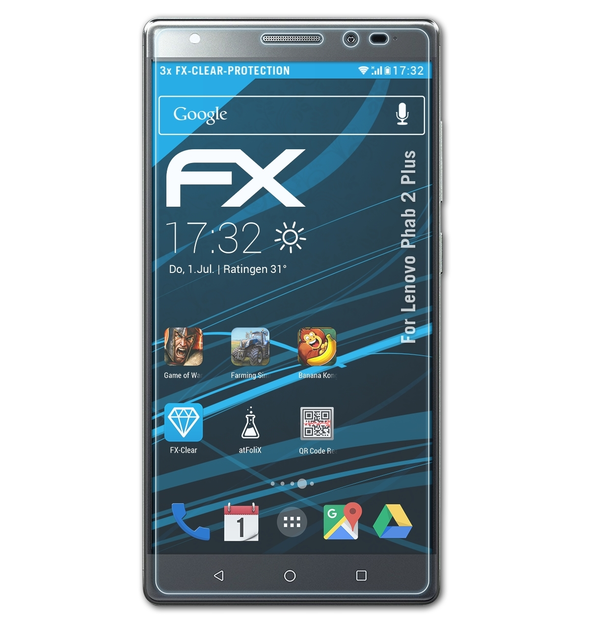 ATFOLIX 3x FX-Clear Displayschutz(für Phab Lenovo Plus) 2