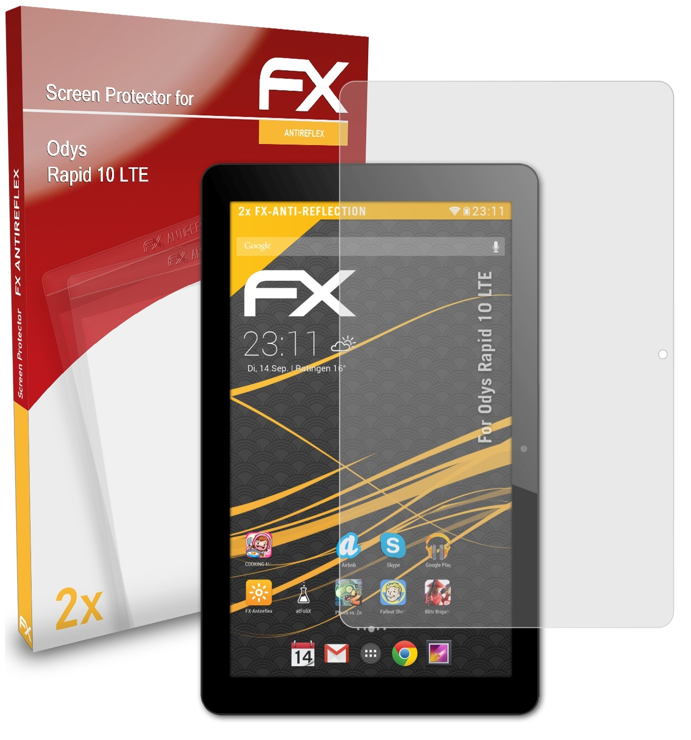 ATFOLIX Displayschutz(für FX-Antireflex Odys 10 Rapid LTE) 2x