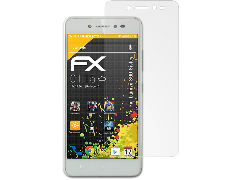 S90 3x ATFOLIX FX-Antireflex Displayschutz(für Lenovo Sisley)