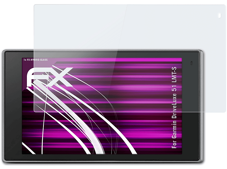 ATFOLIX FX-Hybrid-Glass Schutzglas(für Garmin DriveLuxe 51 LMT-S)