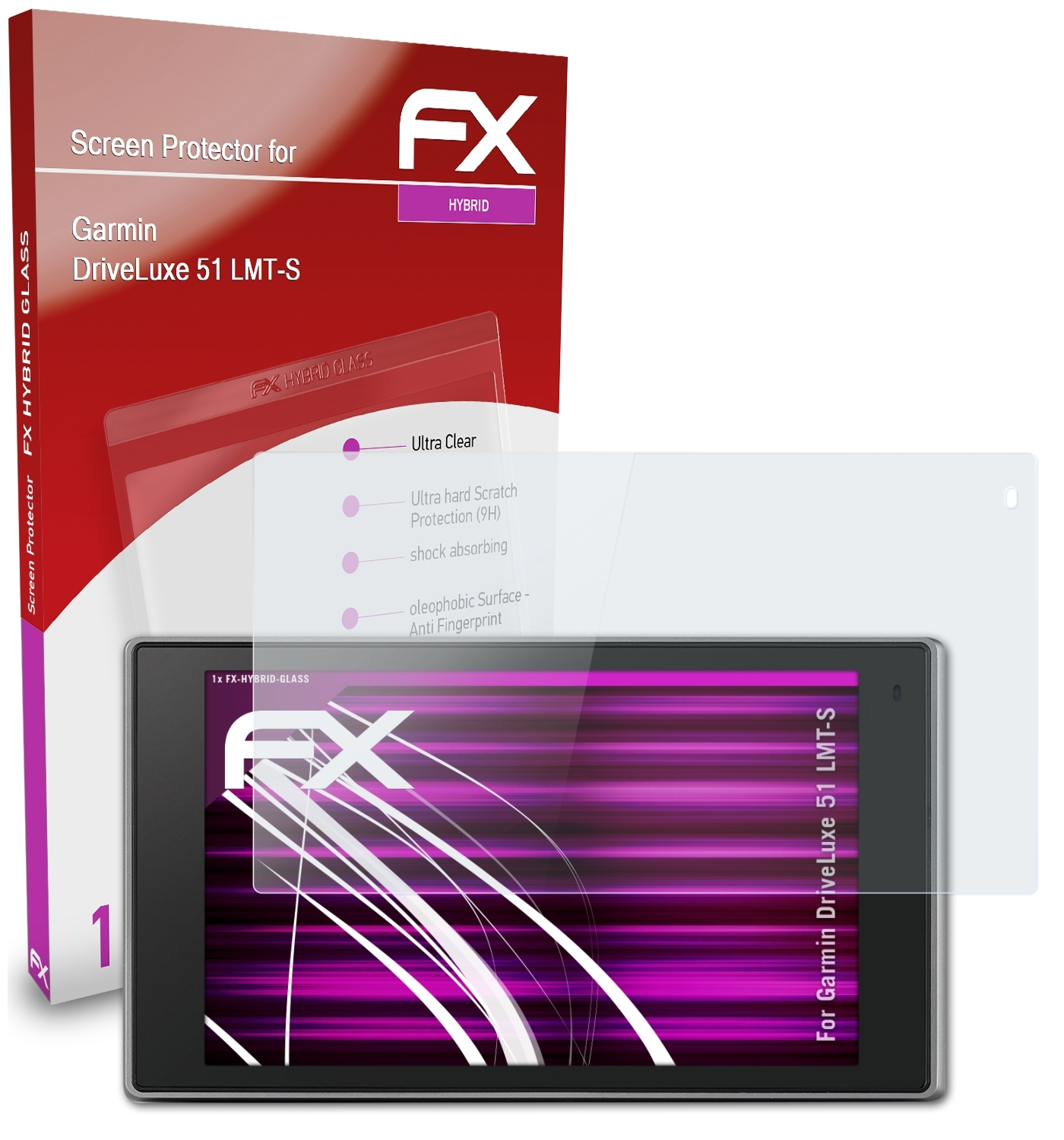 ATFOLIX FX-Hybrid-Glass DriveLuxe Schutzglas(für Garmin LMT-S) 51