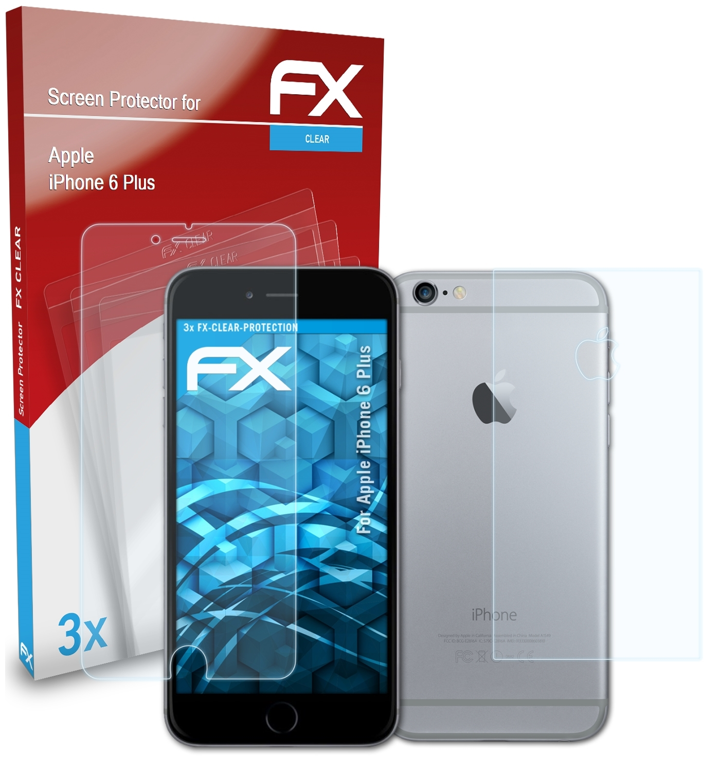 Displayschutz(für ATFOLIX iPhone FX-Clear Apple Plus) 3x 6