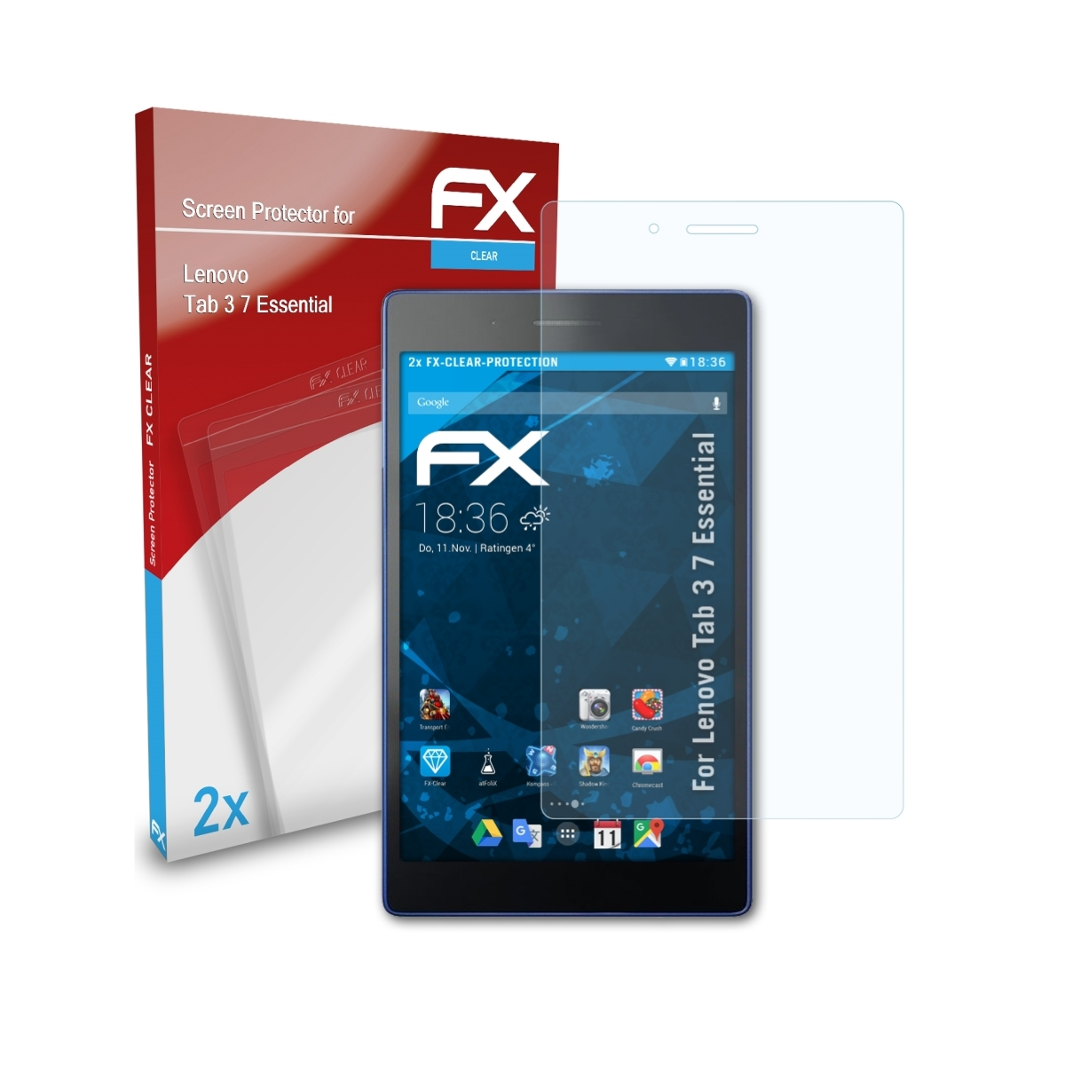 2x 7 Tab 3 Essential) FX-Clear ATFOLIX Displayschutz(für Lenovo