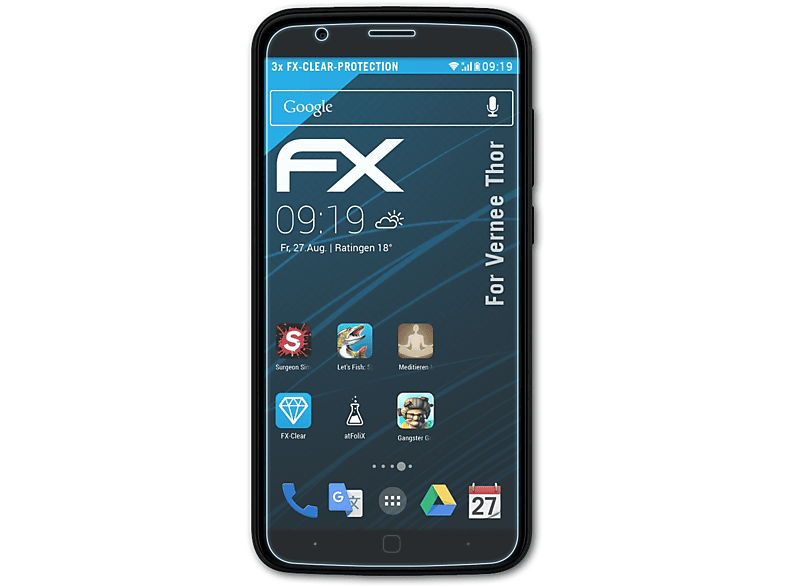 ATFOLIX 3x FX-Clear Displayschutz(für Vernee Thor)
