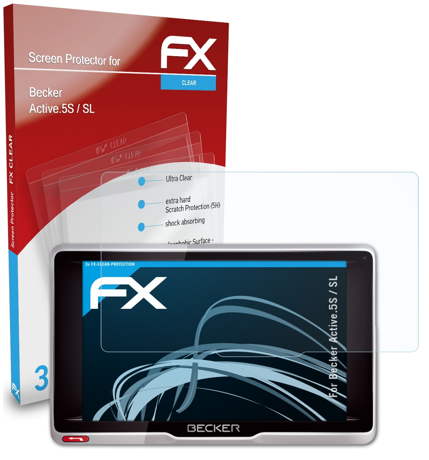 ATFOLIX FX-Clear / Displayschutz(für Active.5S 3x Becker SL)