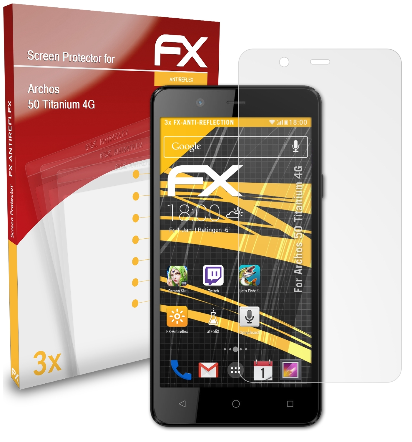 FX-Antireflex 50 Titanium Displayschutz(für ATFOLIX 3x 4G) Archos