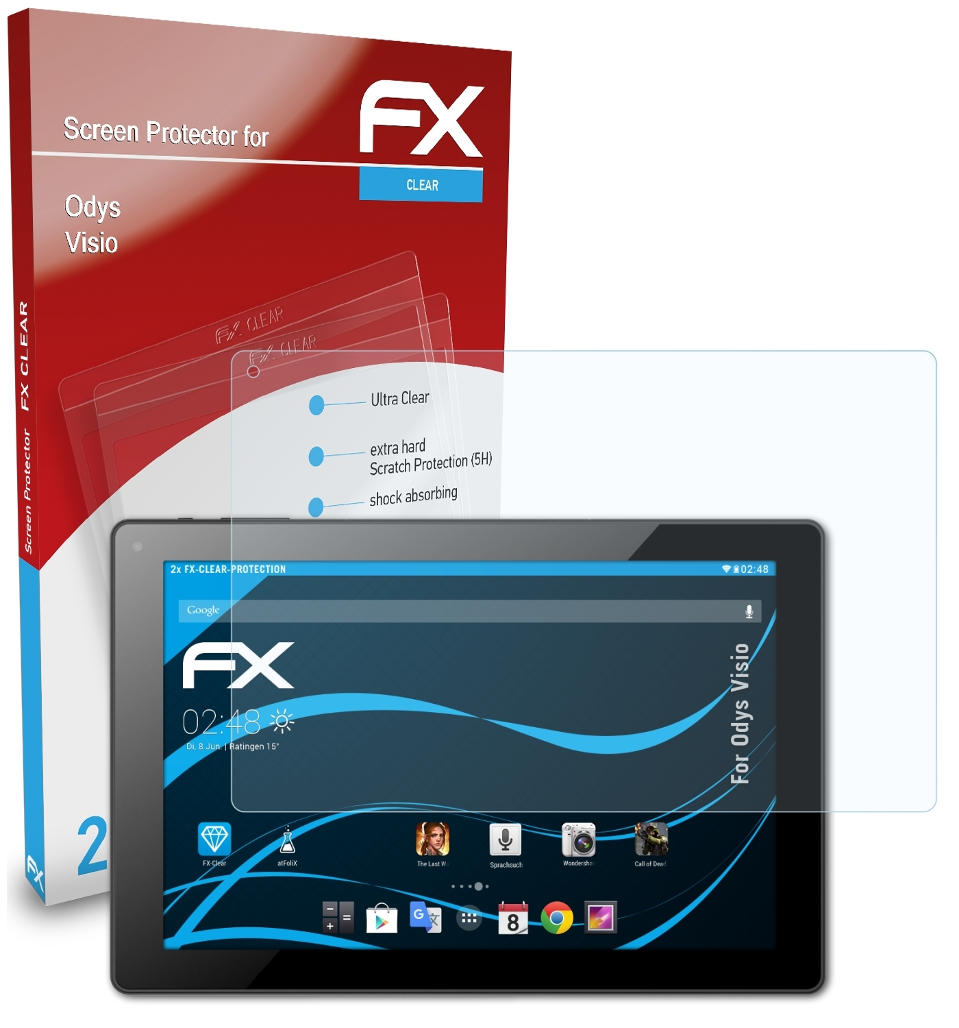 ATFOLIX 2x FX-Clear Displayschutz(für Visio) Odys