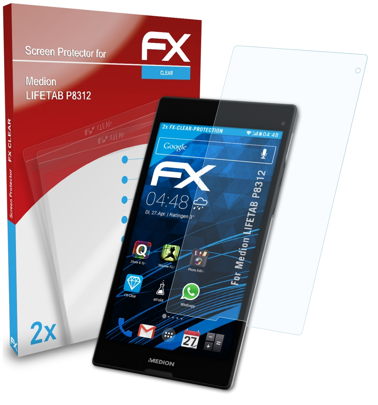P8312) ATFOLIX 2x LIFETAB FX-Clear Displayschutz(für Medion