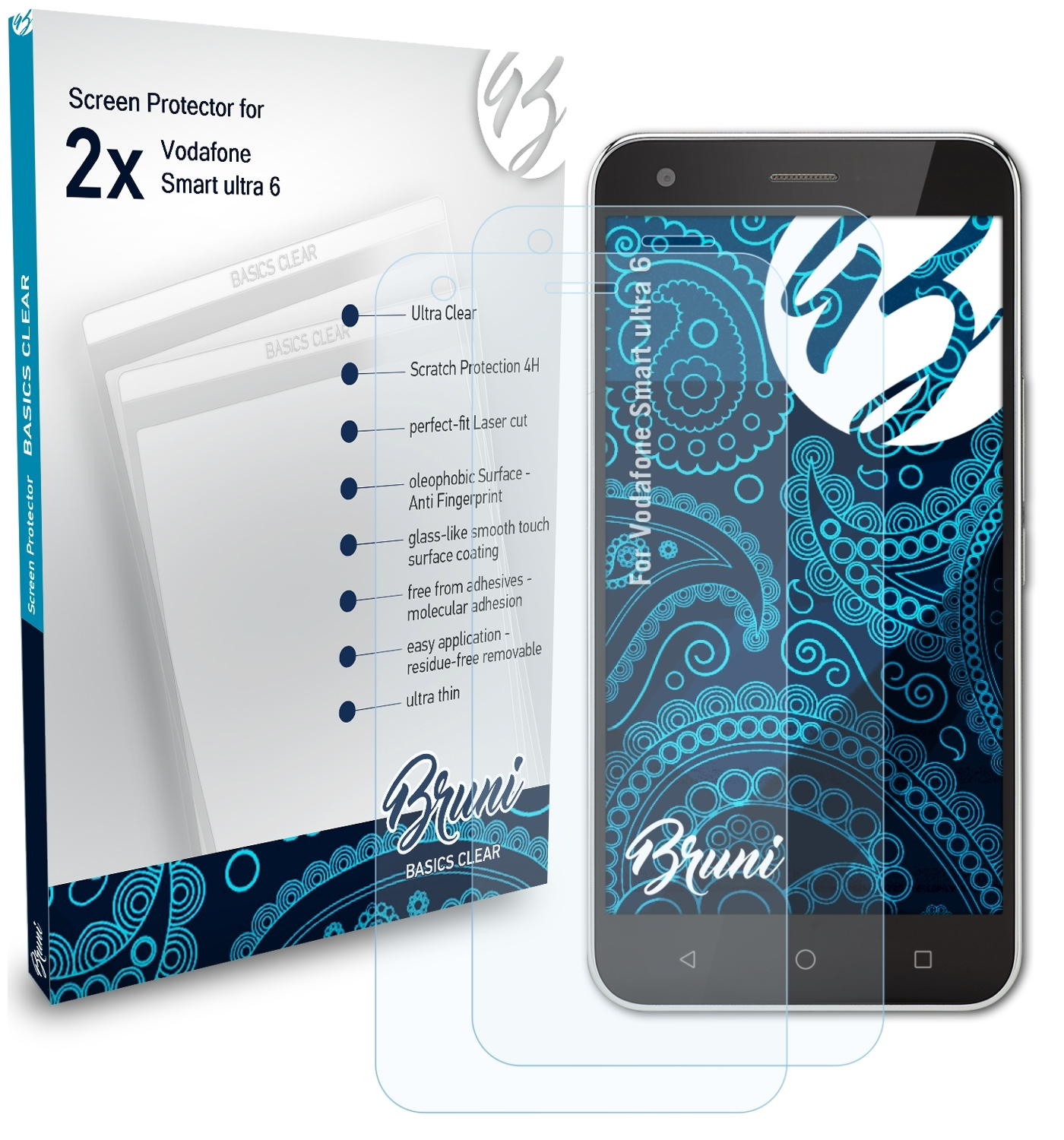 BRUNI Basics-Clear Schutzfolie(für Smart 2x 6) Vodafone ultra