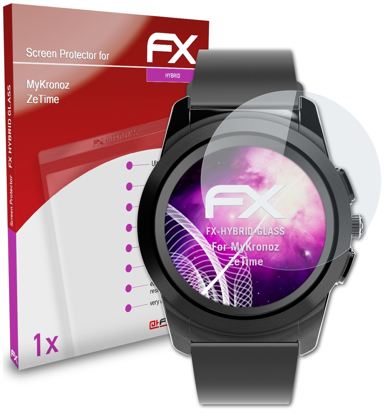 FX-Hybrid-Glass MyKronoz ZeTime) ATFOLIX Schutzglas(für
