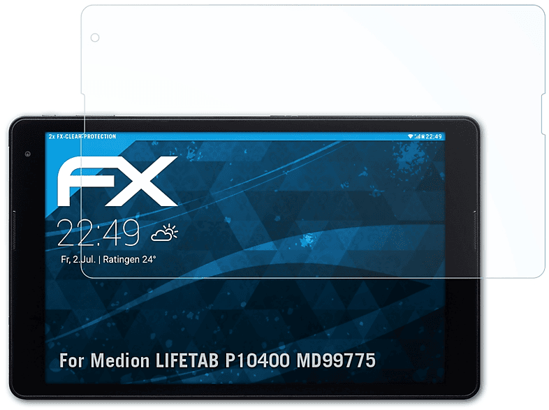 ATFOLIX 2x (MD99775)) Medion FX-Clear Displayschutz(für P10400 LIFETAB