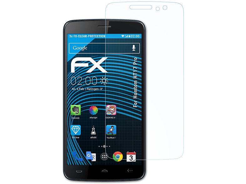 ATFOLIX 3x FX-Clear Displayschutz(für Homtom HT17 Pro)