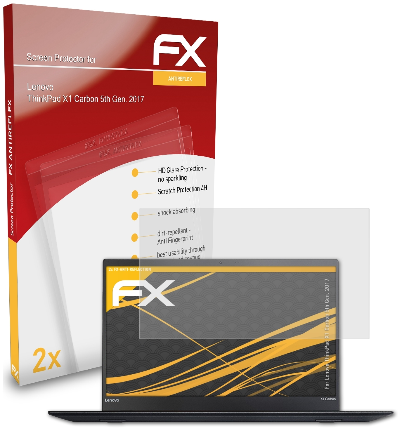 ATFOLIX 2x Lenovo FX-Antireflex 2017)) ThinkPad Carbon (5th X1 Displayschutz(für Gen
