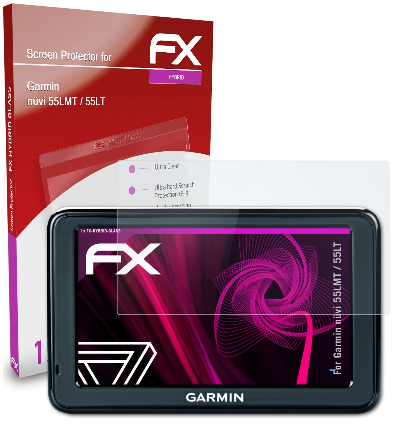 ATFOLIX FX-Hybrid-Glass Garmin Schutzglas(für nüvi 55LMT / 55LT)