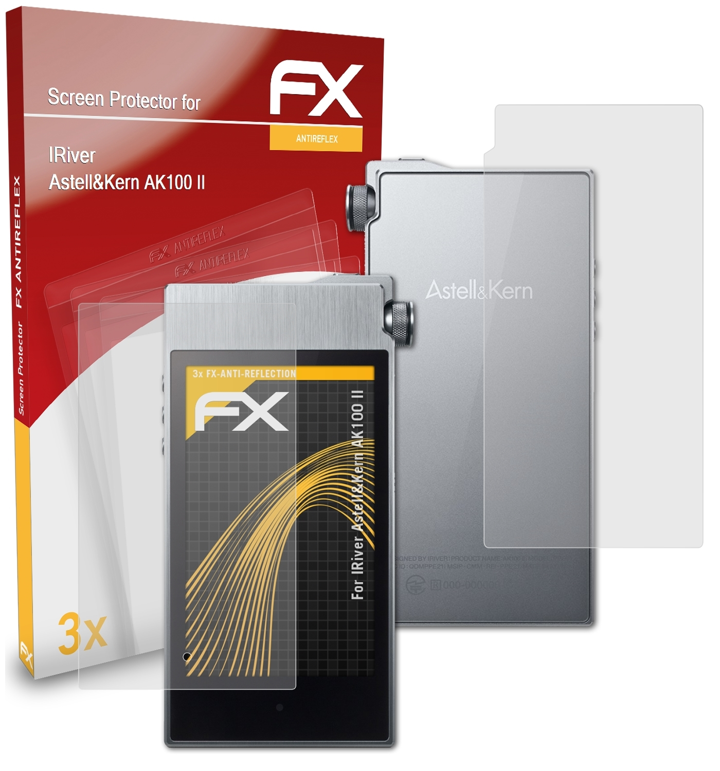 3x Displayschutz(für IRiver Astell&Kern FX-Antireflex ATFOLIX AK100 II)