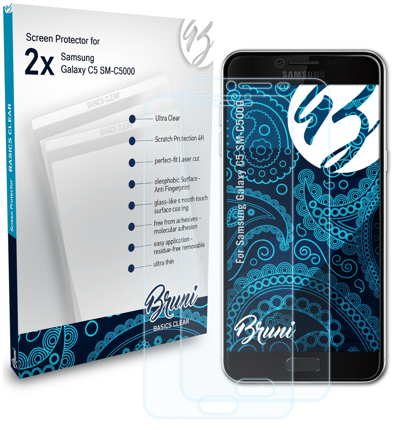 BRUNI Samsung C5 Galaxy Schutzfolie(für Basics-Clear (SM-C5000)) 2x