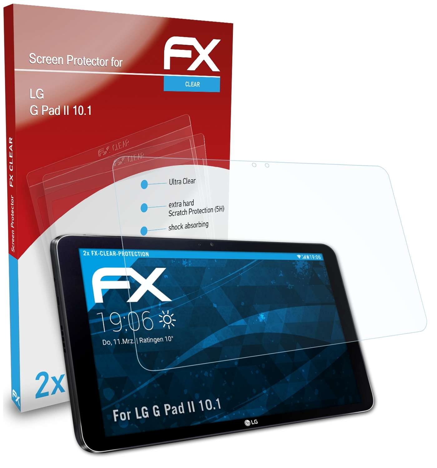 ATFOLIX 2x FX-Clear Displayschutz(für LG Pad G 10.1) II