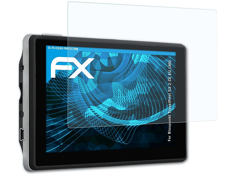 ATFOLIX 3x FX-Clear Displayschutz(für Blaupunkt TravelPilot 53 2 CE EU LMU)