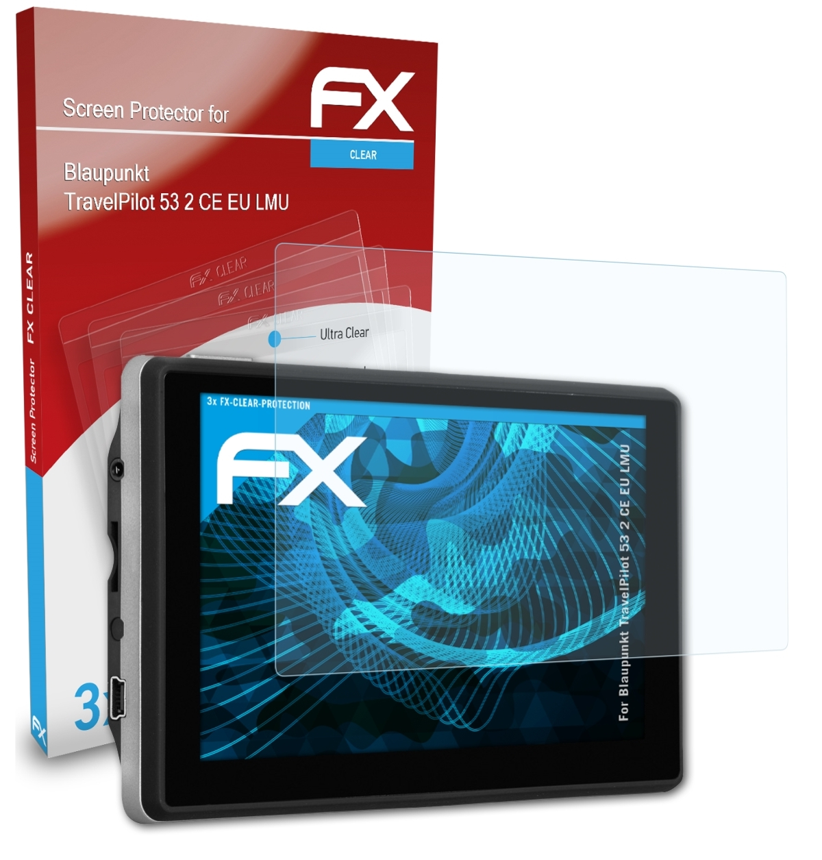 TravelPilot 53 3x Displayschutz(für ATFOLIX LMU) FX-Clear CE 2 Blaupunkt EU