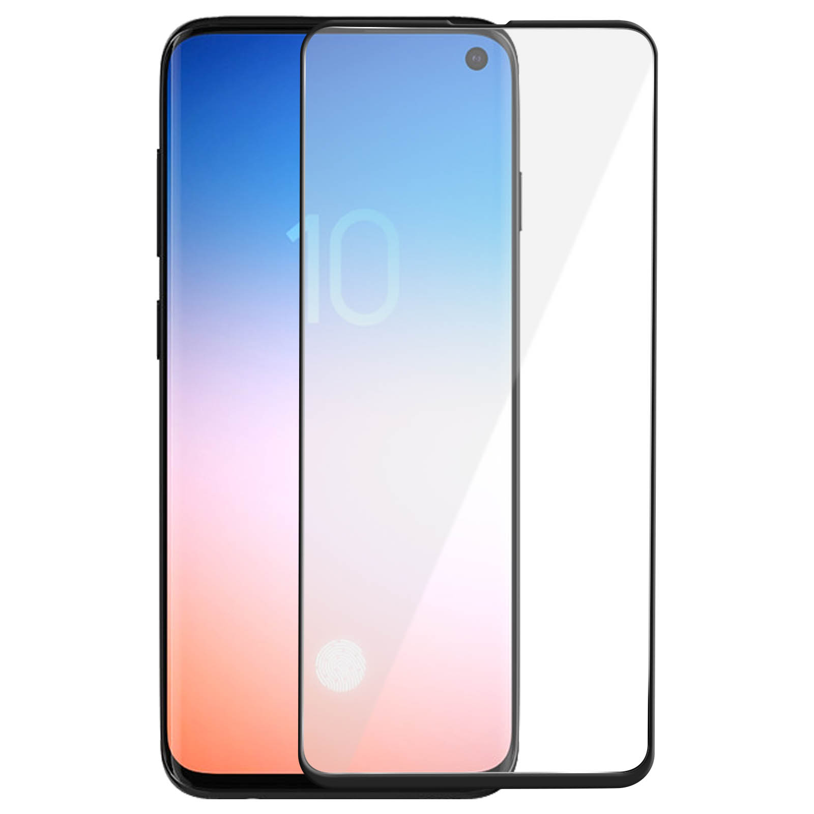 Uno smartphone con protezione schermo. Il telefono ha uno schermo con il numero 10.