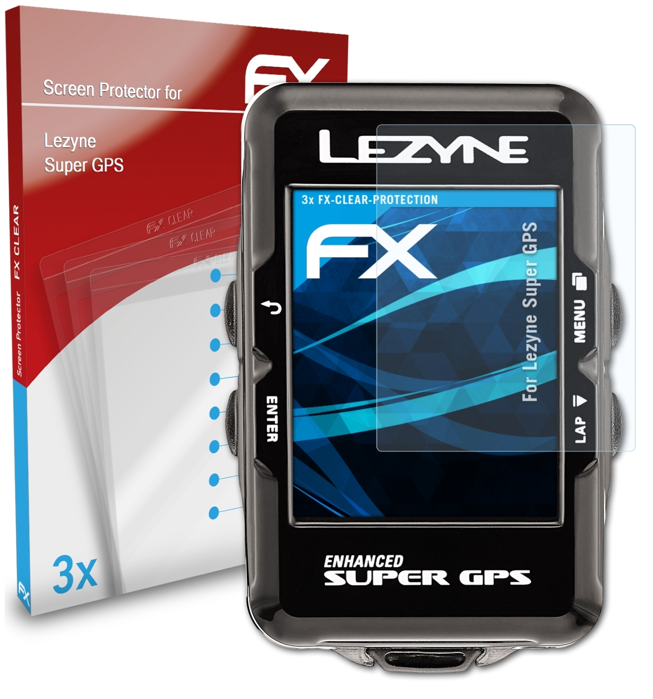 ATFOLIX 3x FX-Clear Displayschutz(für Lezyne GPS) Super