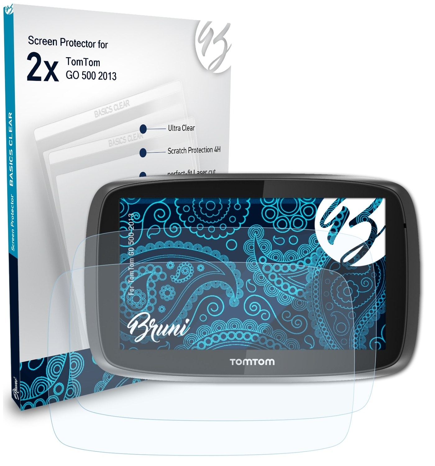 BRUNI (2013)) GO 2x Basics-Clear Schutzfolie(für TomTom 500