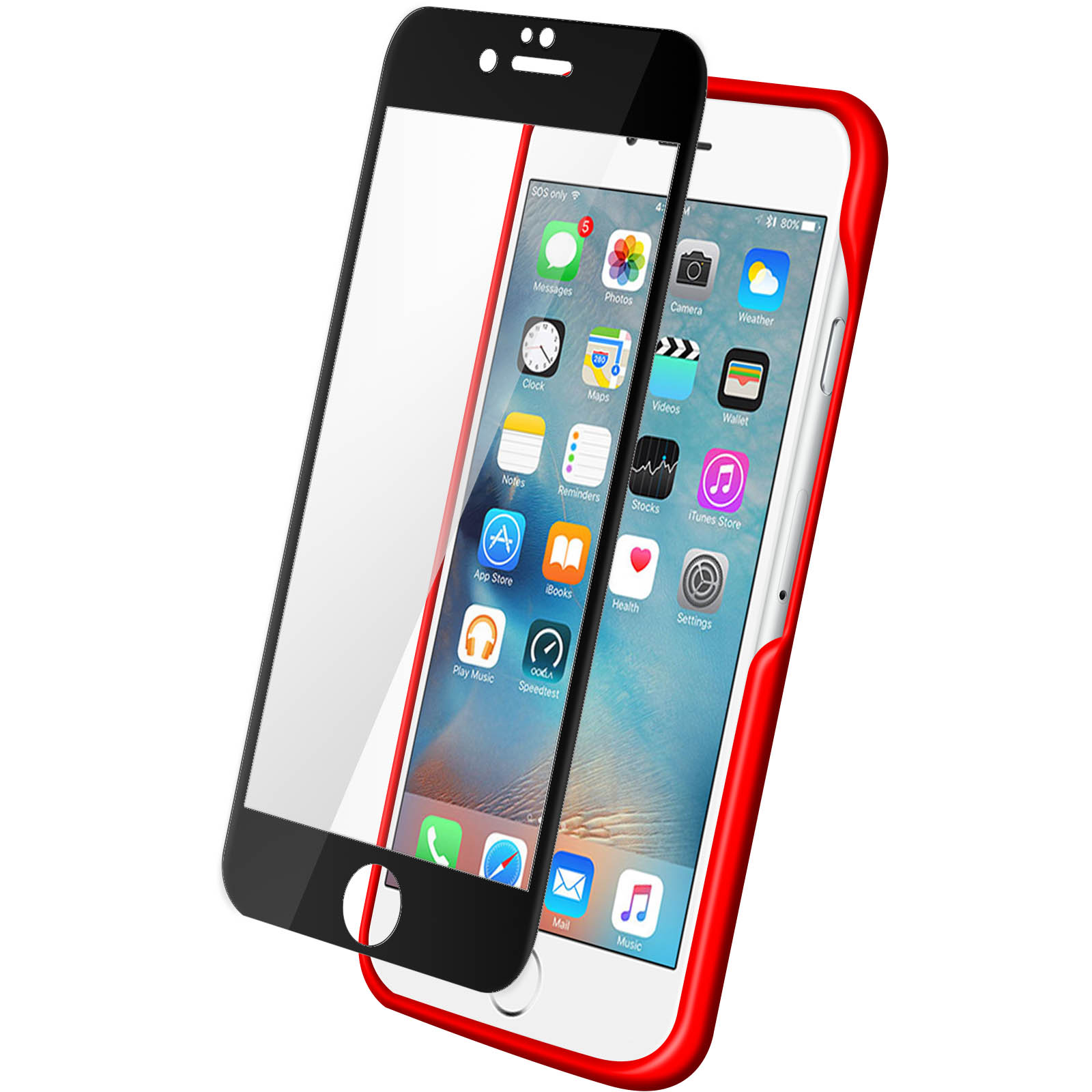 mit Glas Härtegrad, AVIZAR Apple Gehärtetes Rand iPhone Schutzfolie Glas-Folien(für Schwarz 6S) 9H