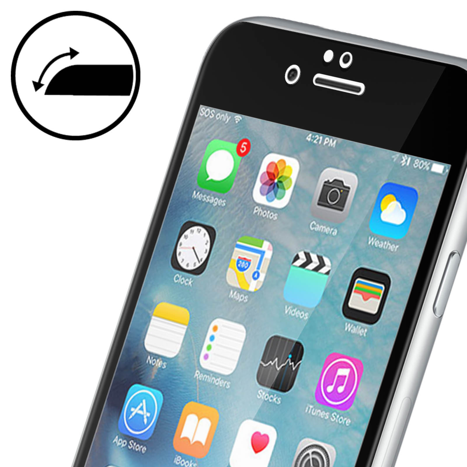 Rand Schwarz Glas Schutzfolie 9H iPhone AVIZAR 6S) Gehärtetes mit Glas-Folien(für Härtegrad, Apple