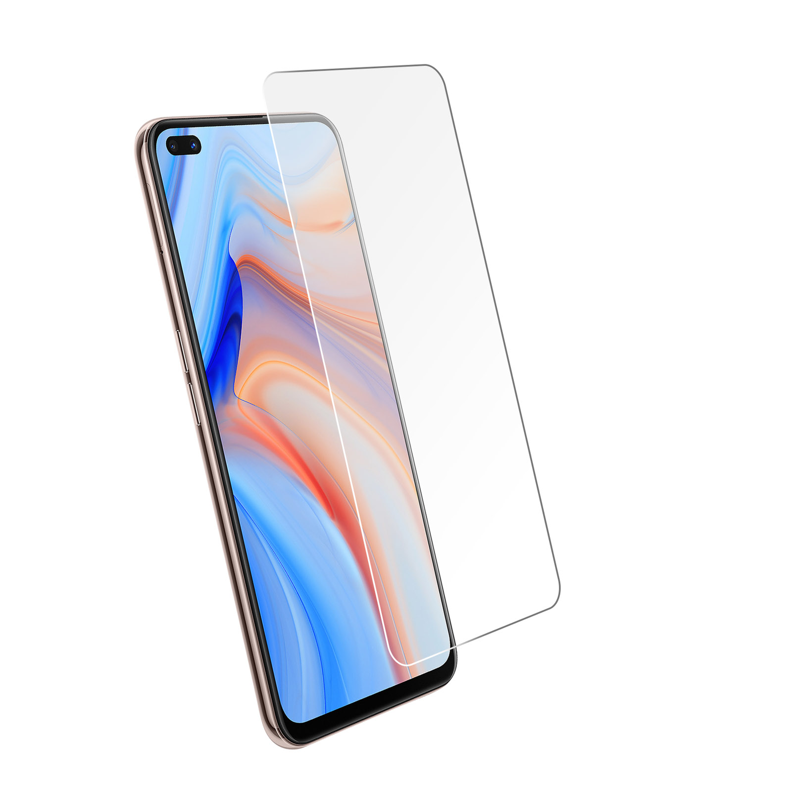 Smartphone con protezione schermo. Lo schermo è acceso, con una protezione trasparente applicata.