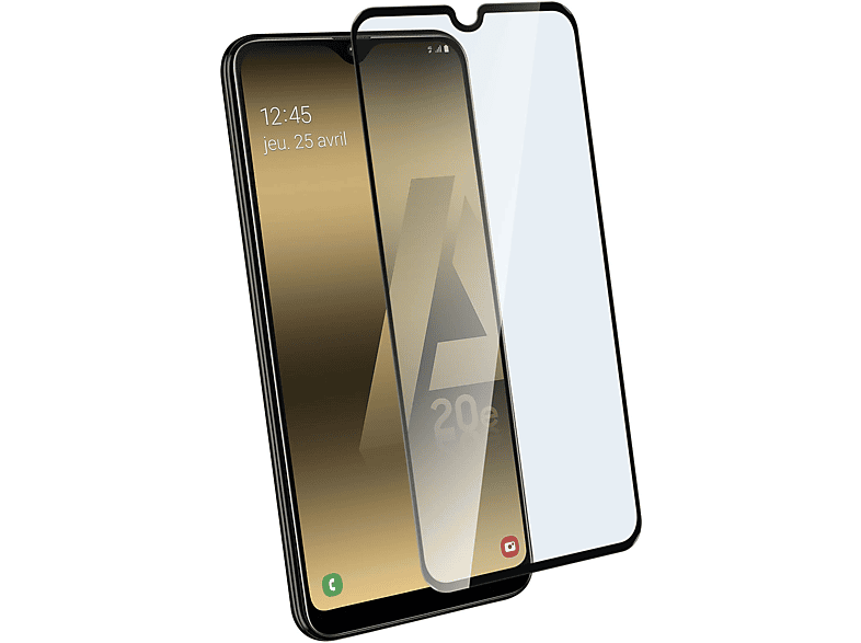 AVIZAR Gehärtetes Glas-Folien(für Schwarz Galaxy Samsung Härtegrad, mit Glas Rand Schutzfolie 9H A20e)