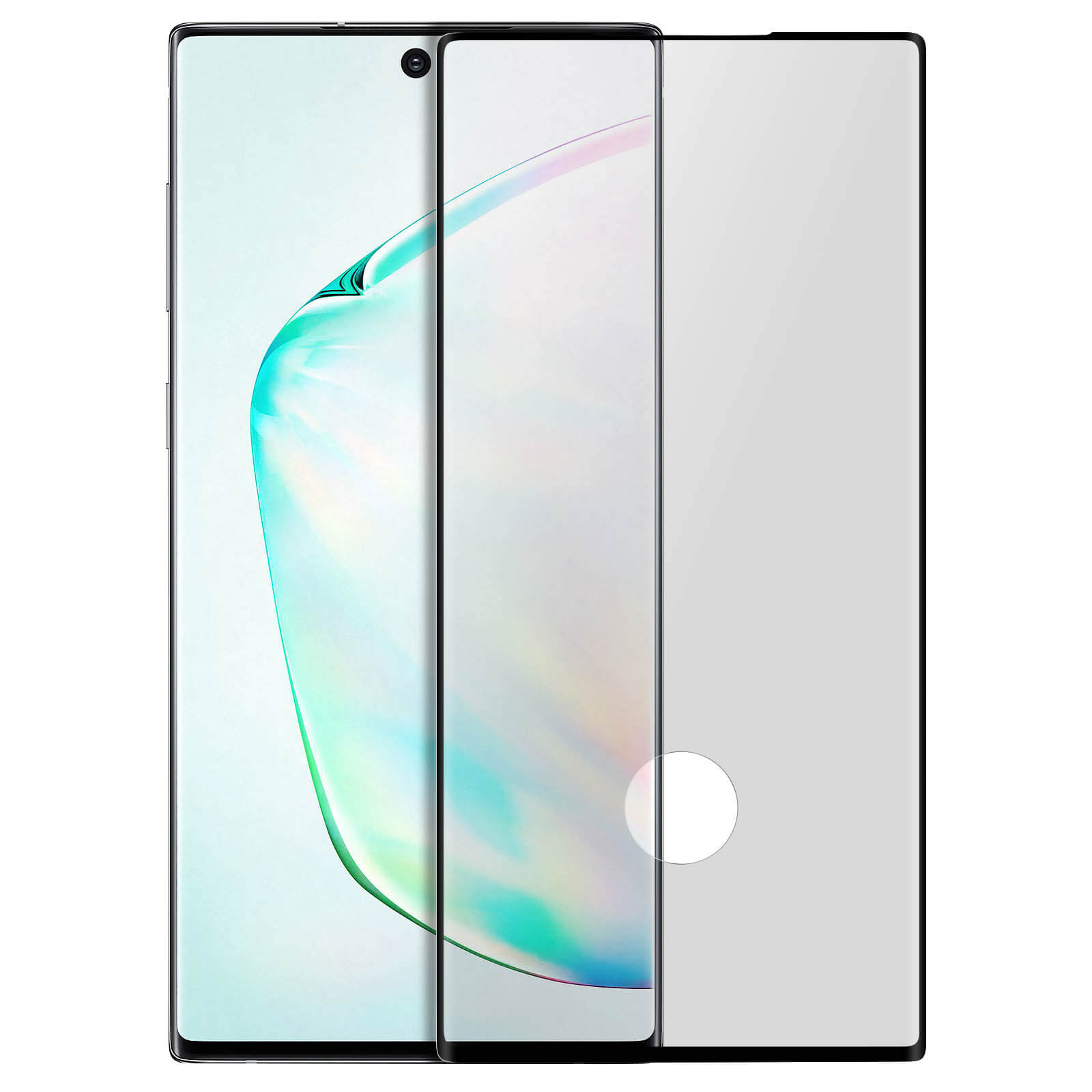 Samsung Glas mit Schutzfolie 10) Härtegrad, Galaxy Note AVIZAR Rand Gehärtetes Glas-Folien(für 9H Schwarz