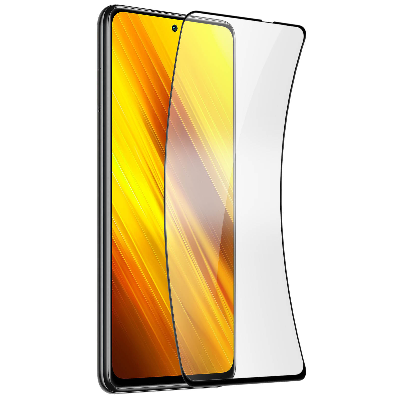 X3 Xiaomi AVIZAR Poco Schwarz Glas Pro) Schutzfolie ölabweisender Glas-Folien(für Beschichtung, mit Flexibles Rand