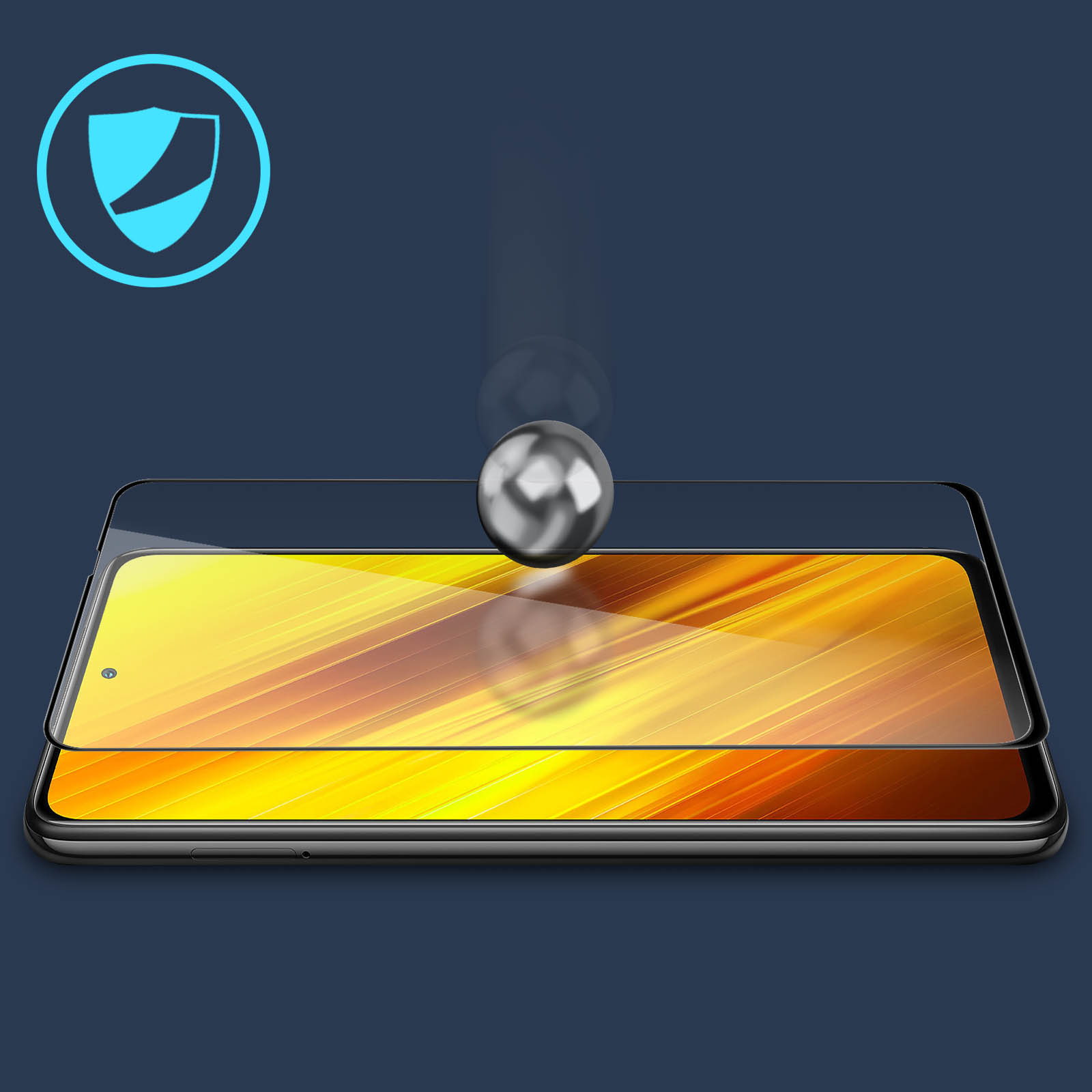 X3 Xiaomi AVIZAR Poco Schwarz Glas Pro) Schutzfolie ölabweisender Glas-Folien(für Beschichtung, mit Flexibles Rand