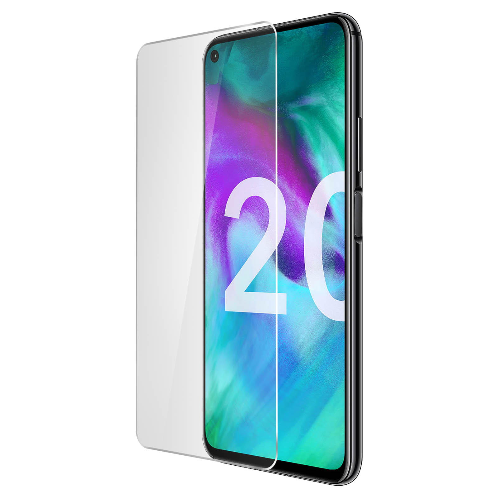 Uno smartphone con una protezione per lo schermo applicata, che mostra uno sfondo colorato.