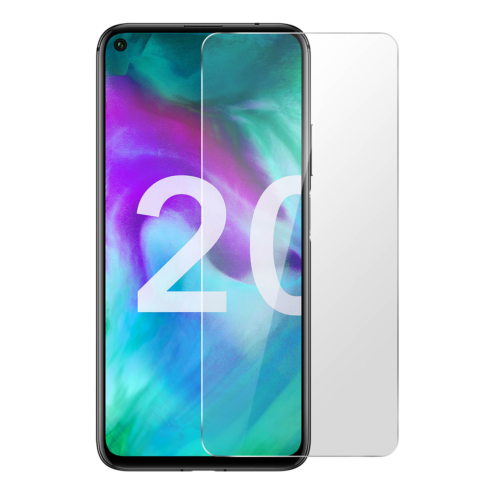 Un telefono con una protezione per lo schermo applicata. Lo schermo mostra il numero 20.