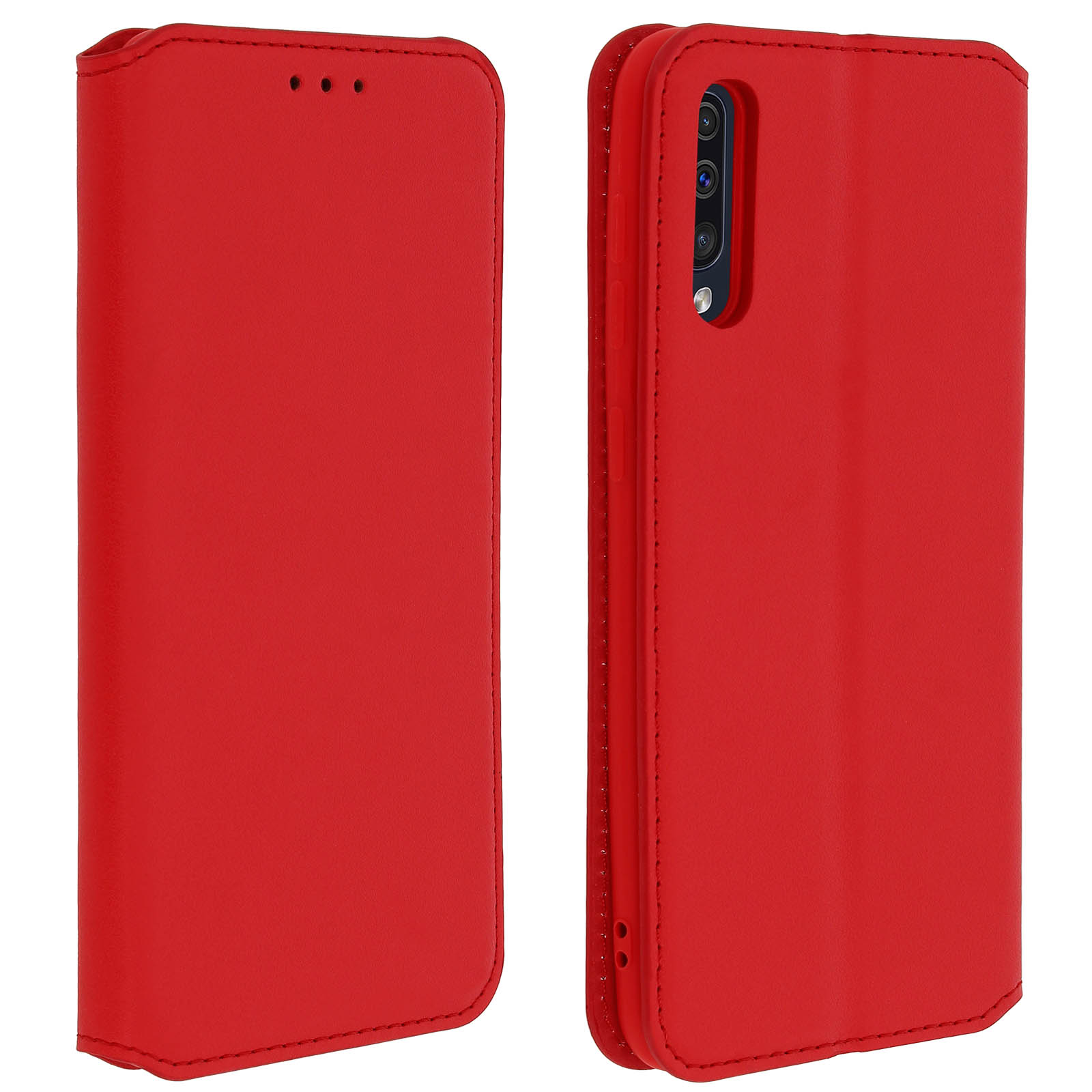 Custodia rossa, chiusa, con telefono dentro.