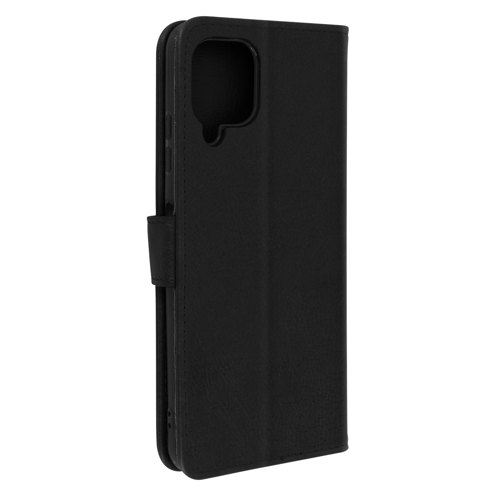 Un étui de téléphone noir fermé avec un fermoir magnétique.