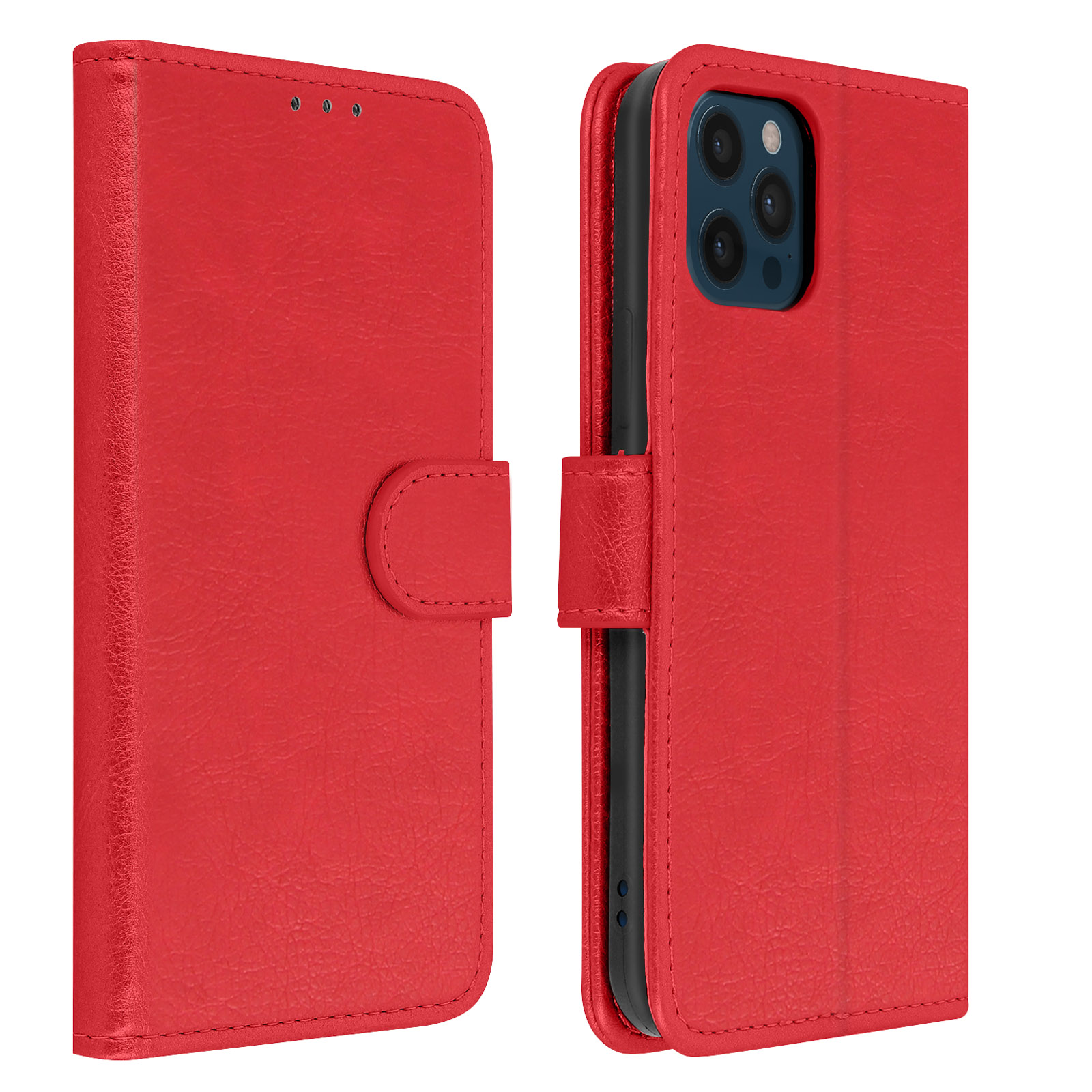 Apple, Bookcover, iPhone AVIZAR Rot Series, Max, 12 Chesterfield Pro